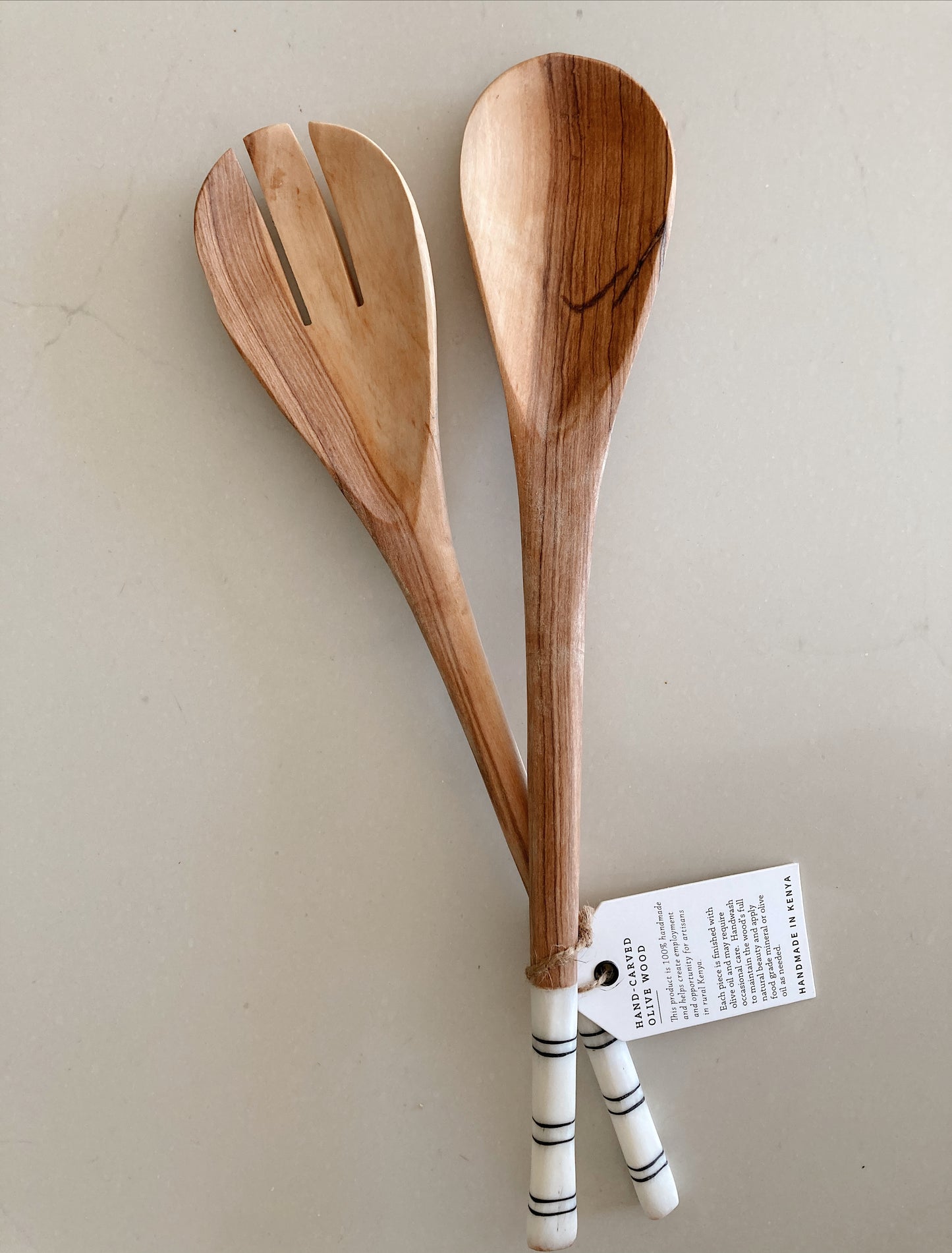 Handcarved Olive wood Salad Servers