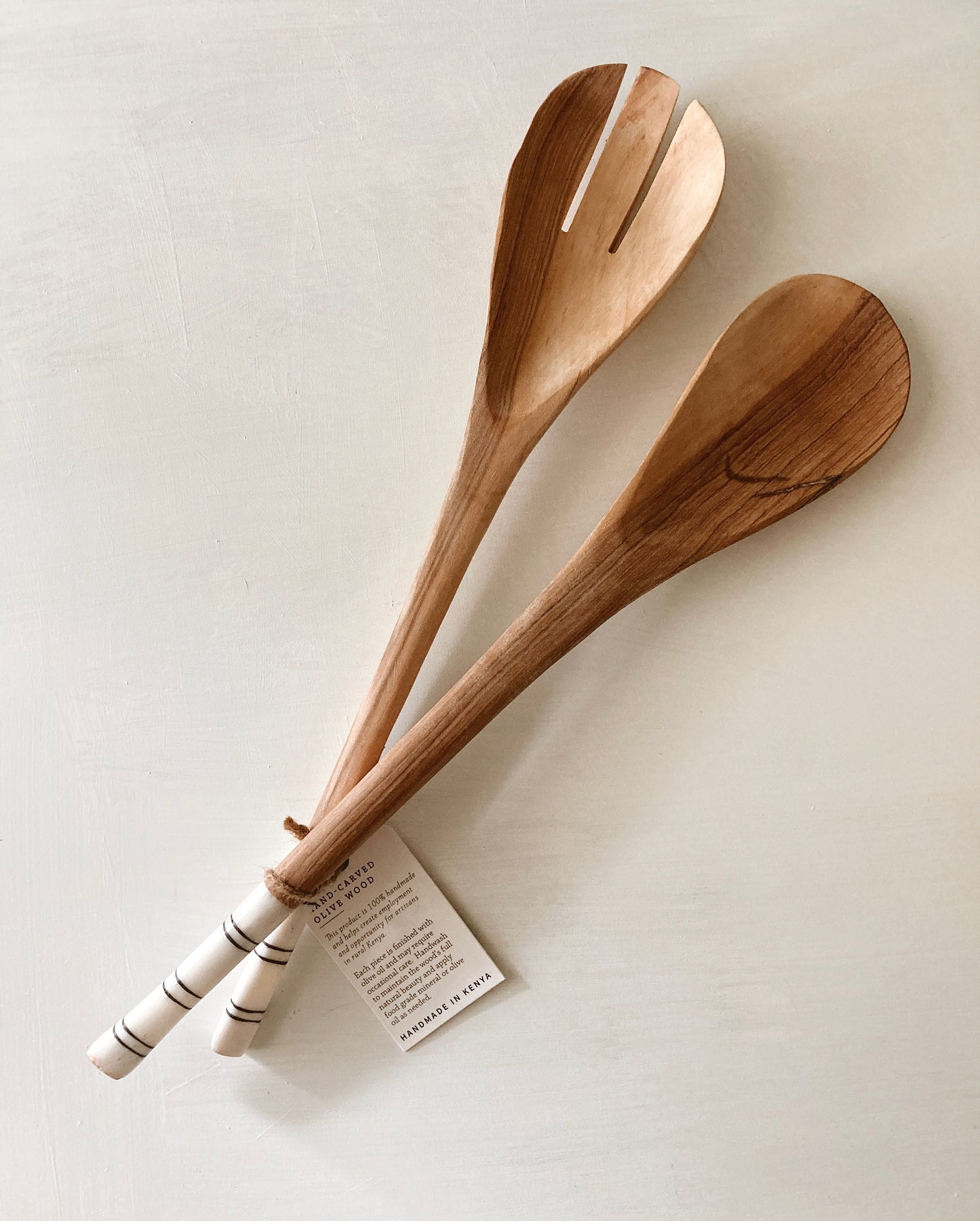 Handcarved Olive wood Salad Servers