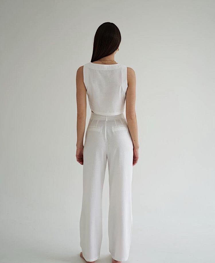 High Waist Linen Trousers